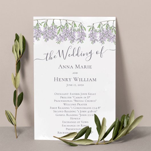 エレガントなウェディングプログラムフローラ薄紫