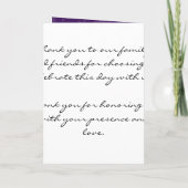 エレガントなウェディングプログラムフローリーハート紫 プログラム (裏面)