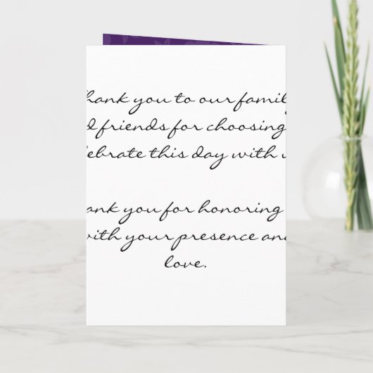 エレガントなウェディングプログラムフローリーハート紫 プログラム (裏面)