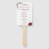 エレガントなウェディングプログラムブルゴーニュ&シルバーフローラ ハンドファン (裏面)