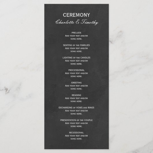 エレガントなウェディングプログラムホワイトブラック プログラム (正面)