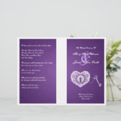 エレガントなウェディングプログラム鍵へ私のハート紫 (スタンド正面)