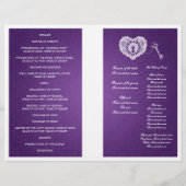 エレガントなウェディングプログラム鍵へ私のハート紫 (裏面)