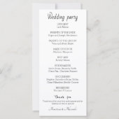 エレガントなウェディングプログラム。 (裏面)