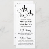 エレガントなウェディングプログラム/シンプル結婚式 プログラム (正面/裏面)