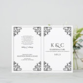 エレガントなウェディングプログラム – Foldoverブックレット – 黒 (スタンド正面)