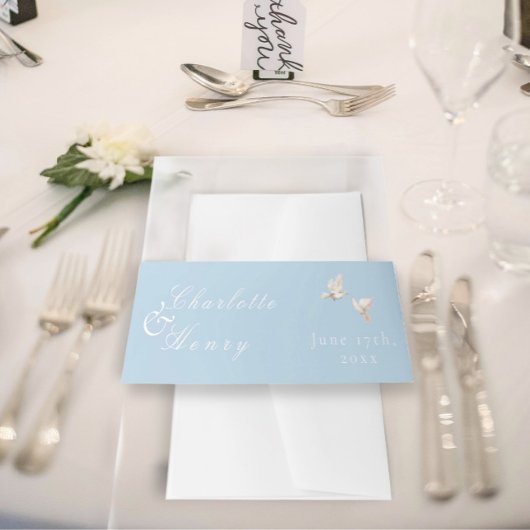 エレガントなウェディングホワイトハト 招待状ベリーバンド