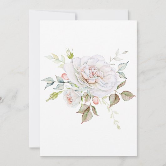 エレガントなウェディングホワイトピンクローズブーケ 招待状 (裏面)