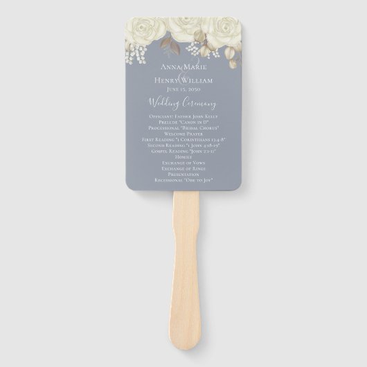 エレガントなウェディングホワイト金ゴールドウォーターカラープログラム ハンドファン (正面)