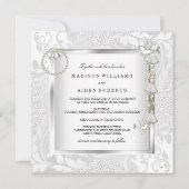 エレガントなウェディングホワイト金ゴールドヴィンテージカーダマスク2 招待状 (裏面)