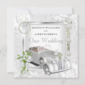 エレガントなウェディングホワイト金ゴールドヴィンテージカーダマスク2 招待状 (正面)