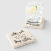 エレガントなウェディングホース&キャリッジ ストーンコースター (横)