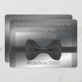 エレガントなウェディングボウタイは私のアッシャーになる 招待状 (正面/裏面)