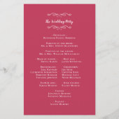 エレガントなウェディングマゼンタレッドのシックな儀式プログラム (裏面)