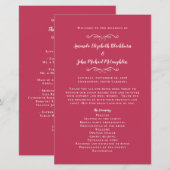 エレガントなウェディングマゼンタレッドのシックな儀式プログラム (正面/裏面)