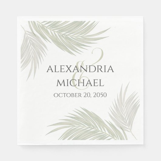 エレガントなウェディングミニマリストのトロピカルパ葉ーム スタンダードランチョンナプキン (正面)