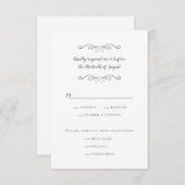 エレガントなウェディングメクラシックール白&グレー繊細 出欠カード (正面/裏面)