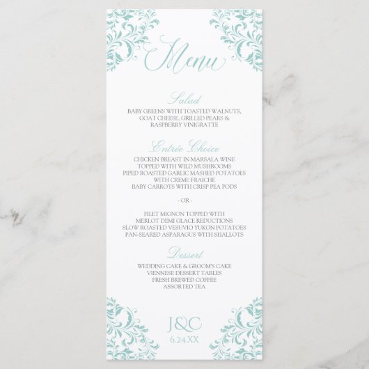 エレガントなウェディングメニュー |ナディーン(Lightターコイズ) メニュー (正面)