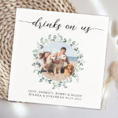 エレガントなウェディングモダンドリンクOn Us Photo Pet Dog スタンダードカクテルナプキン