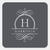 エレガントなウェディングモナガムステッカー スクエアシール (正面)