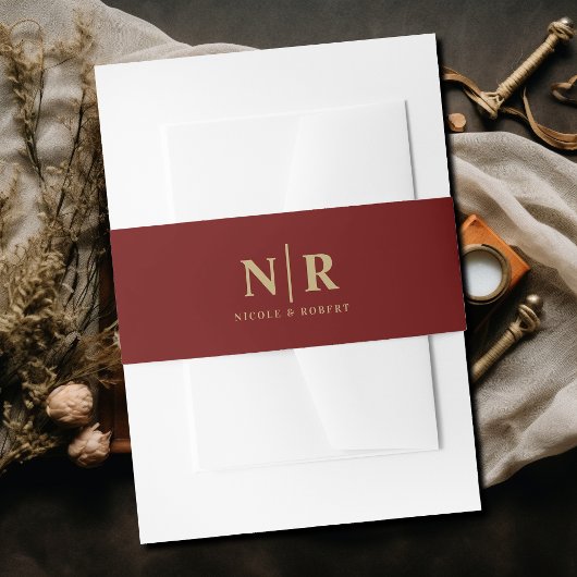 エレガントなウェディングモノグラパーソナライズされたム 招待状ベリーバンド