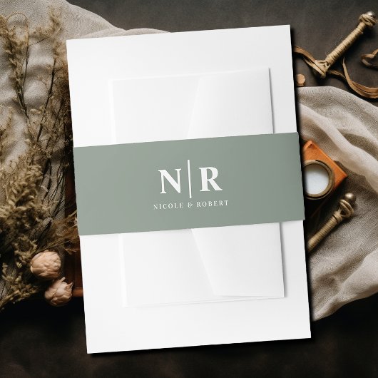 エレガントなウェディングモノグラパーソナライズされたム 招待状ベリーバンド