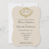 エレガントなウェディングモノグラムのクレスト結婚カーブ 招待状 (正面)