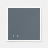 エレガントなウェディングモノグラムのミュート青 スタンダードカクテルナプキン (正面)