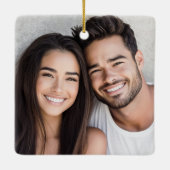 エレガントなウェディングモノグラムの葉緑の セラミックオーナメント (裏面)