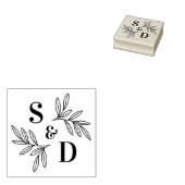 エレガントなウェディングモノグラムの葉緑の ラバースタンプ (押印)