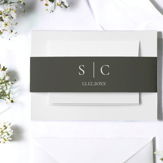 エレガントなウェディングモノグラムの 招待状ベリーバンド