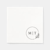 エレガントなウェディングモノグラムグリーン離れリー スタンダードカクテルナプキン (正面)