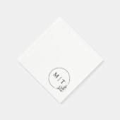 エレガントなウェディングモノグラムグリーン離れリー スタンダードカクテルナプキン (角)