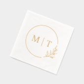 エレガントなウェディングモノグラムグリーン離れリー 箔ナプキン (左)