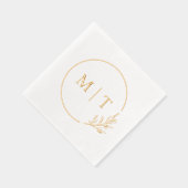 エレガントなウェディングモノグラムグリーン離れリー 箔ナプキン (右)