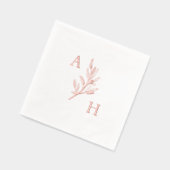 エレガントなウェディングモノグラムグリーン離れリー 箔ナプキン (左)