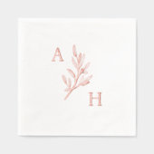 エレガントなウェディングモノグラムグリーン離れリー 箔ナプキン (正面)