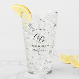 エレガントなウェディングモノグラムスクリプトカスタム タンブラーグラス