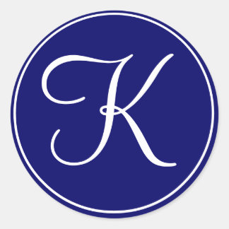 エレガントなウェディングモノグラムネイビーホワイトラベル ラウンドシール