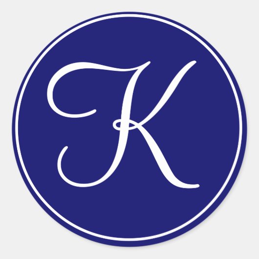 エレガントなウェディングモノグラムネイビーホワイトラベル ラウンドシール (正面)