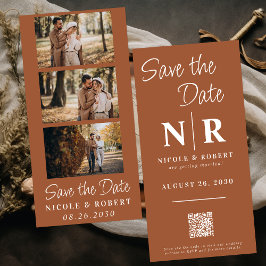 エレガントなウェディングモノグラムフォトストリップQRコード セーブザデート