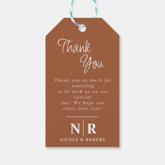 エレガントなウェディングモノグラム花嫁と花婿イニシャル ギフトタグ (裏面)