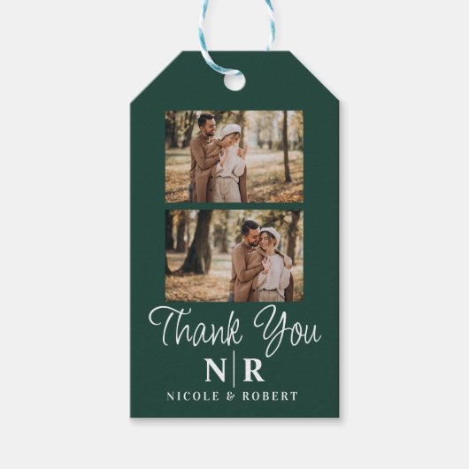 エレガントなウェディングモノグラム花嫁と花婿イニシャル ギフトタグ (正面)