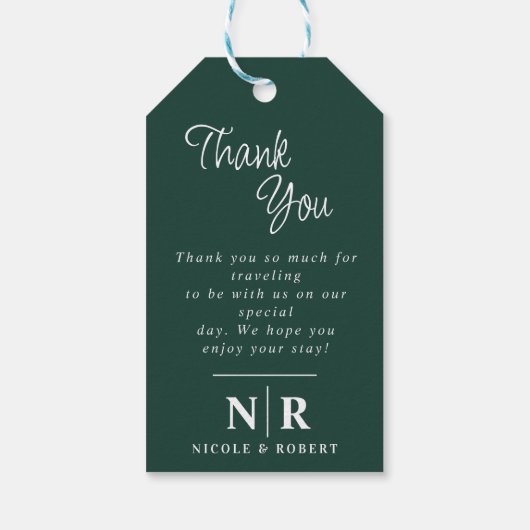 エレガントなウェディングモノグラム花嫁と花婿イニシャル ギフトタグ (裏面)