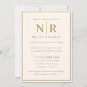 エレガントなウェディングモノグラム花嫁と花婿イニシャル 招待状 (正面)