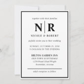 エレガントなウェディングモノグラム花嫁と花婿イニシャル 招待状 (正面)