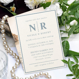 エレガントなウェディングモノグラム花嫁と花婿イニシャル 招待状