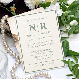 エレガントなウェディングモノグラム花嫁と花婿イニシャル 招待状