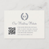 エレガントなウェディングモノグラムQRコード海軍クリーム エンクロージャーカード (正面)