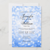 エレガントなウェディングライトヴィンテージネイビーブルーQR RSVP 招待状 (正面)